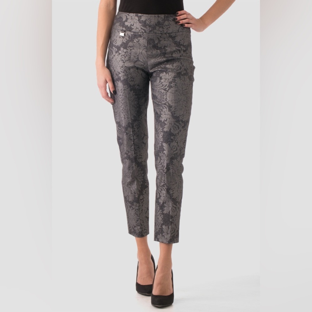 Joseph Ribkoff Elegant Black Floral Pants Women’s Size 10